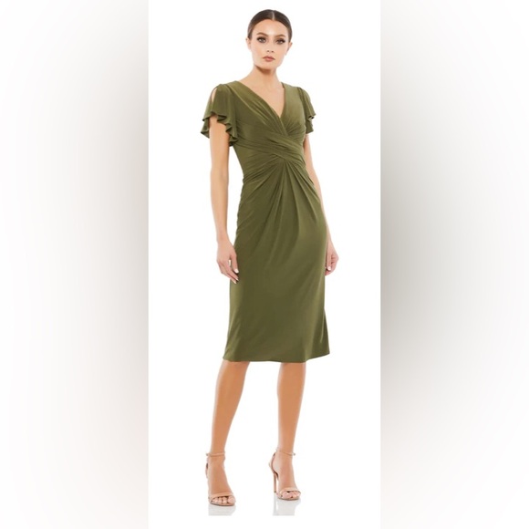 Mac Duggal Dresses & Skirts - MAC DUGGAL FLOUNCE SLEEVE MIDI DRESS NWT 8